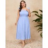 Coolmee Women's Summer Flying Sleeves Maxi Dress Square Neck Smocked Tiered Ruffle A Line Long Flowy Beach Dresses - 3 of 4