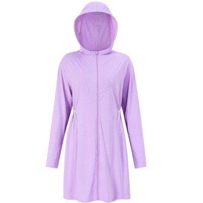 Women's UPF 50+ Sun Protection Beach Cover Up Long Zip Up Hoodie Lightweiht Long Sleeve Sun Shirt for Women with Thumb Hole