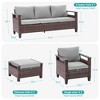 Sonkuki 5 Pieces Patio Sofa with Ottomans Set, All-Weather PE Rattan Wicker, Small Patio Conversation Couch with Cushion - 3 of 4