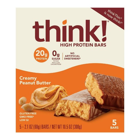 Think High Protein Creamy Peanut Butter Bars 5ct 10 5oz Target