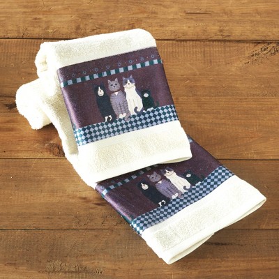 Lakeside Country Cats Hand Towels for the Bathroom or Kitchen - Set of 2