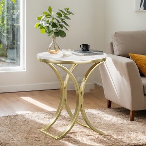 Hommoo Round End Table with Metal Frame - 1 of 4