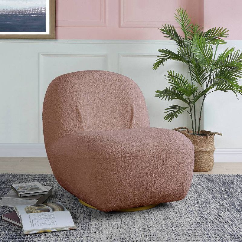 32&#34; Yedaid Accent Chair Pink Teddy Faux Shearling - Acme Furniture, 1 of 9