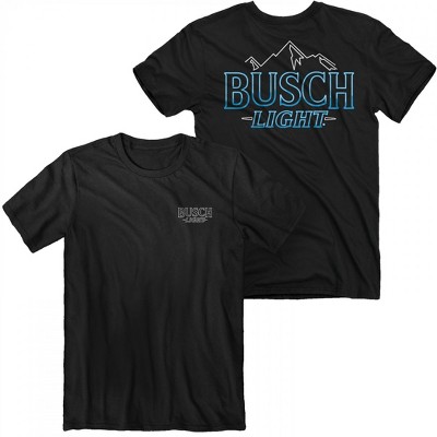 Mens Busch Light Neon Sign Logo Front and Back Print T-Shirt
