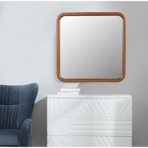 Sofie 23.62"x23.62" Decorative Wall Mirrors With Square Woven Grain And MDF Framed Mirror-The Pop Home - 1 of 4