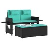 vidaXL Garden Bench Black and Blue PE rattan, powder-coated steel, polyester - 4 of 4