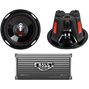 2 BOSS P126DVC 12-Inch 2300W Car Subwoofers and AR16002 2 Channel Amplifier - 1 of 4