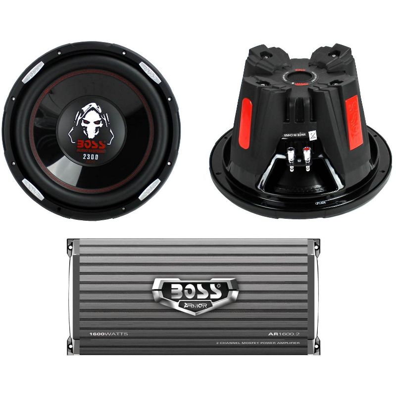 2 BOSS P126DVC 12-Inch 2300W Car Subwoofers and AR16002 2 Channel Amplifier, 1 of 7