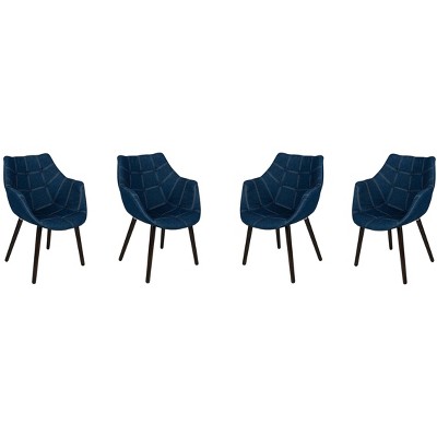 LeisureMod Milburn Accent Chair for Living Rooms, Offices, Lounges – Denim Upholstered Fabric, Mid-Century Arm Chair, Comfortable Seating