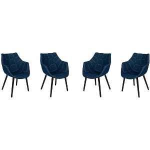 LeisureMod Milburn Accent Chair for Living Rooms, Offices, Lounges – Denim Upholstered Fabric, Mid-Century Arm Chair, Comfortable Seating - 1 of 4