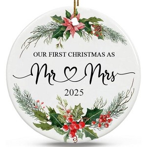 Lomsoe Our First Christmas as Mr and Mrs Ornament Ceramic 1st Married Christmas Ornaments Christmas Tree Ornament Christmas Gift - 1 of 1