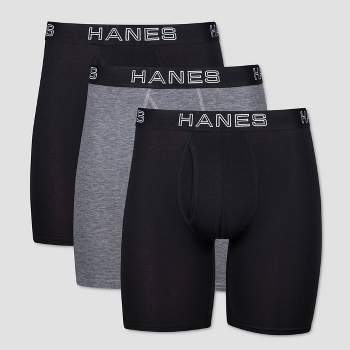 Hanes Premium Men's Long Leg Boxer Briefs with Anti Chafing Total Support Pouch 3pk - Black/Gray