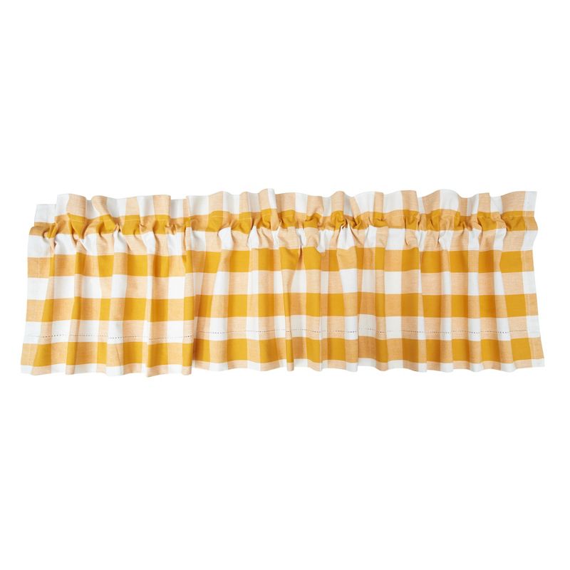 C&F Home Franklin Ochre Gingham Check Window Valance Curtain, 1 of 3