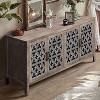 Antique Black 4-Door?Cabinet with Carved Flower Handles - 2 of 4