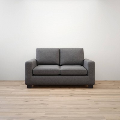 61" Shay Upholstered Track Arm Loveseat Charcoal - Brookside Home