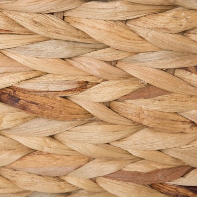 Natural Water Hyacinth Rectangular Storage Baskets with Wood Handles, Set of 2