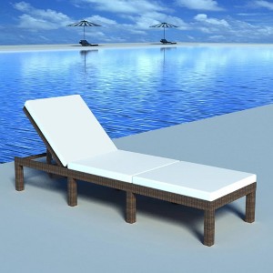 vidaXL Sunlounger Brown PE Rattan Standard Adjustable Armrests - 1 of 4