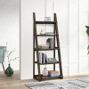 5-Tier Ladder Wooden Bookshelf,Storage Bookcase with Rubber Wood Frame,Freestanding Leaning Bookcase for Living Room, Bedroom-Baofuwish - 2 of 4