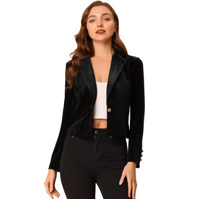 Cropped velvet jacket womens sale