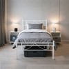 FurnitureR Twin Size Metal Bed Frame with Headboard & Footboard, Platform Bed with Under Bed Storage, Noise-Free, White - 2 of 4