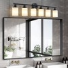 DOMETOUR 39'' Modern 6-Light Vanity Light, Frosted Glass & Black Iron Frame, Wall Sconce for Bathroom, Bedroom, Dressing Room (No Bulbs) - 2 of 4