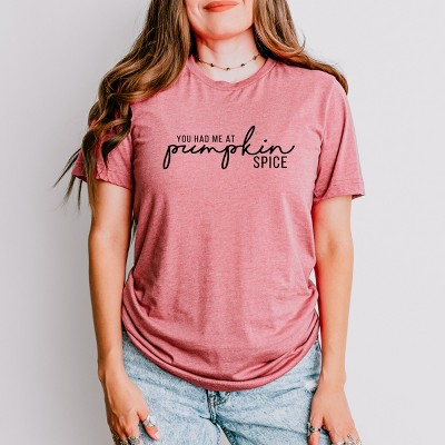 Simply Sage Market You Had Me At Pumpkin Spice Short Sleeve Tee - M - Mauve