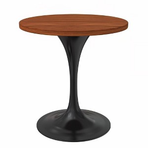 LeisureMod Verve 27" Round Dining Table - MDF Wood Top with Modern Black Pedestal Base Accent Side Table for Kitchen and Home - 1 of 4