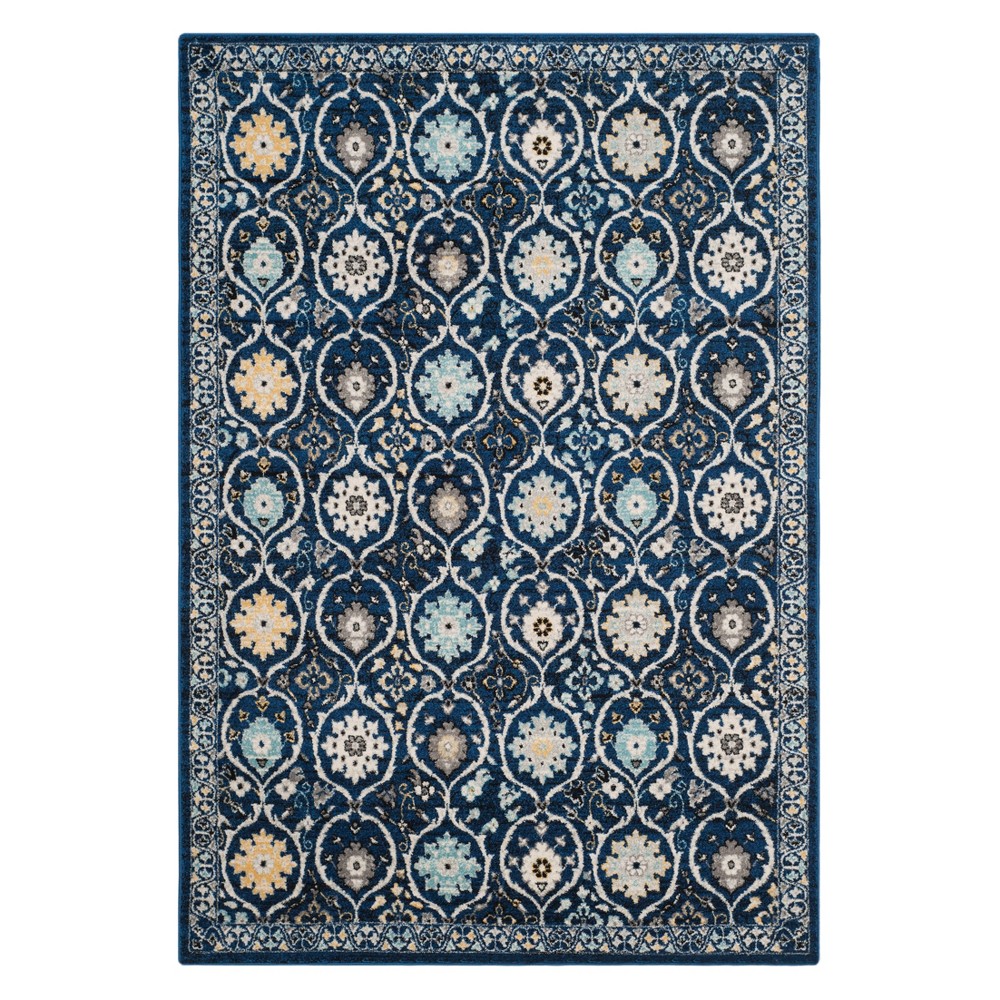 4'x6' Floral Loomed Area Rug Dark Blue/Ivory - Safavieh