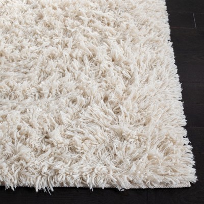 Handmade Ivory Wool Shag Area Rug, 5' x 8', Easy Care