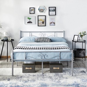 Yaheetech Metal-Framed Platform Bed with Headboard and Footboard - 1 of 4