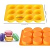 Aoibox 2-Pack Silicone Oreo Cookie Molds, 12-Cavity Round Baking Molds for Chocolate, Candy, Mini Cake, Jelly, Non-Stick & Easy Clean (Orange &Yellow) - 2 of 4