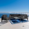 Christopher Knight Home Cape Coral Outdoor Aluminum 6 Seater Sectional Sofa and Club Chair Chat Set - 2 of 4