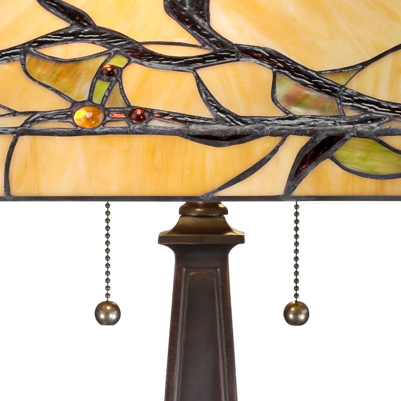 Robert Louis Tiffany Budding Branch Mission Table Lamp 24" High Bronze Art Glass Square Shade for Bedroom Living Room Bedside Nightstand Office Family, 3 of 7
