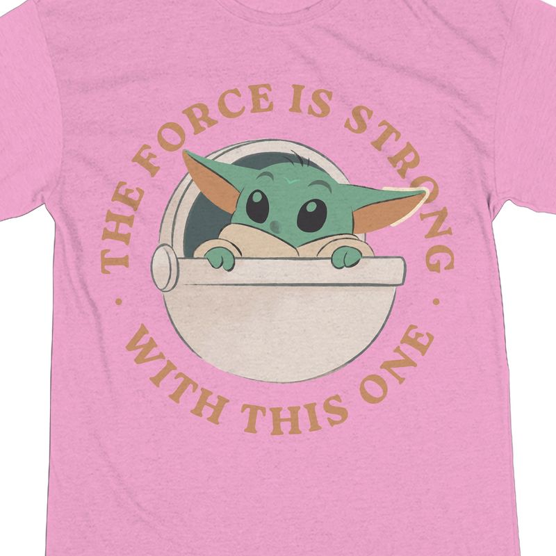 The Mandalorian Grogu The Force Is Strong With This One Women's Pink Heather Night Shirt, 2 of 4