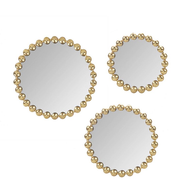 3pc Marlowe Gold Beaded Round Wall Mirror Set - Madison Park, 2 of 7