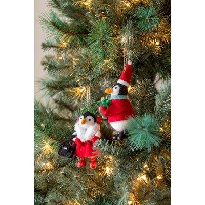 Set of Two Penguin Ornaments - Multi-Colored - Shiraleah