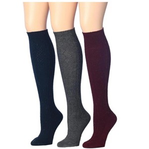 Tipi Toe Womens 3 Pairs Ragg Marled Texture with Solid and Colorful Tone Patterns Knee High Wool-Blend Boot Socks - 1 of 4