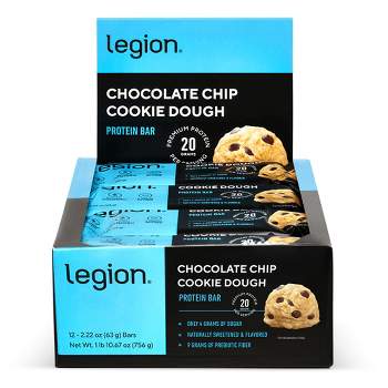 Legion Natural High-Protein Bars - Box of 12 (Chocolate Chip Cookie Dough)