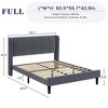 Bed Frame with Vertical Channel Headboard, Upholstered Bed Frame with Wood Slats - 2 of 4