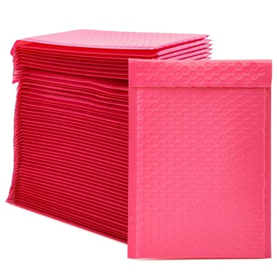 Stockroom Plus 50 Pack Hot Pink Poly Bubble Mailers, Self Seal Padded Envelopes (6 x 10 In)