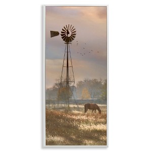 Stupell Industries Grazing Horse Rural Windmill Pasture Framed Giclee Art - 1 of 4