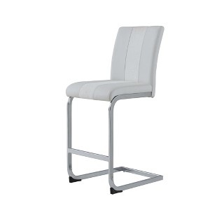 PAGED Counter Height Bar Stools with L Shape Legs, Sleek Style Dining Chairs with Silver Metal Base for Home Pub, Set of 4 - 1 of 4
