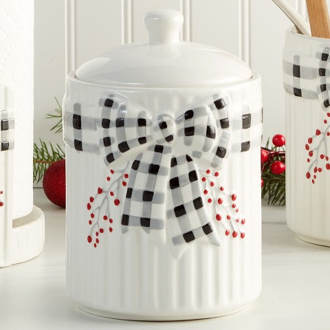 The Lakeside Collection Plaid and Berries Kitchen Canister -