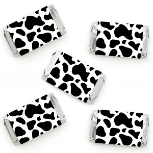 Big Dot of Happiness Cow Print - Mini Candy Bar Wrapper Stickers - Farm Animal Party Small Favors - 40 Count - 1 of 4
