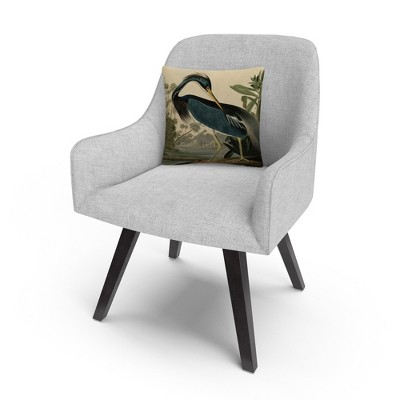 Louisiana Heron Beige and Blue Cotton Decorative Throw Pillow