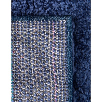 Navy Blue Rectangular Stain-Resistant Synthetic Area Rug
