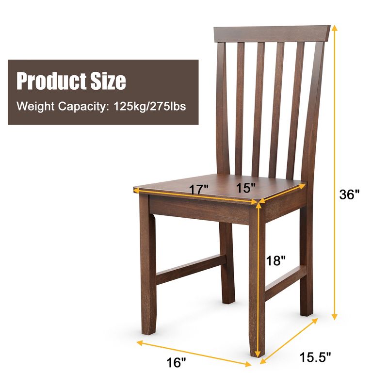 Costway 4 PCS Dining Chair Kitchen Spindle Back Side Chair with Solid Wooden Leg, 2 of 10