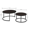 ORRD Set of 2 Nesting Coffee Tables, Modern Round Faux Leather Top with Golden Metal Base for Living Room - 2 of 4