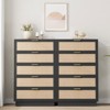 Rattan 5 Drawer Dresser, 46.7in Tall Black 5 Chest of Drawers with Metal Handles and Wooden Sturdy Base for Bedroom Living Room Nursery - 2 of 4