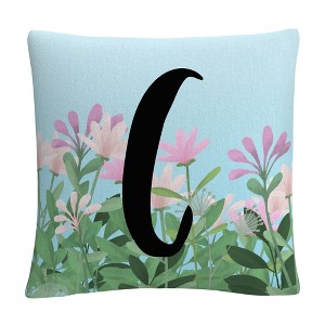 Pink Floral Garden Letter Illustration By Abc 16 X 16 Decorative Throw Pillow by Trademark Fine Art - 1 of 4